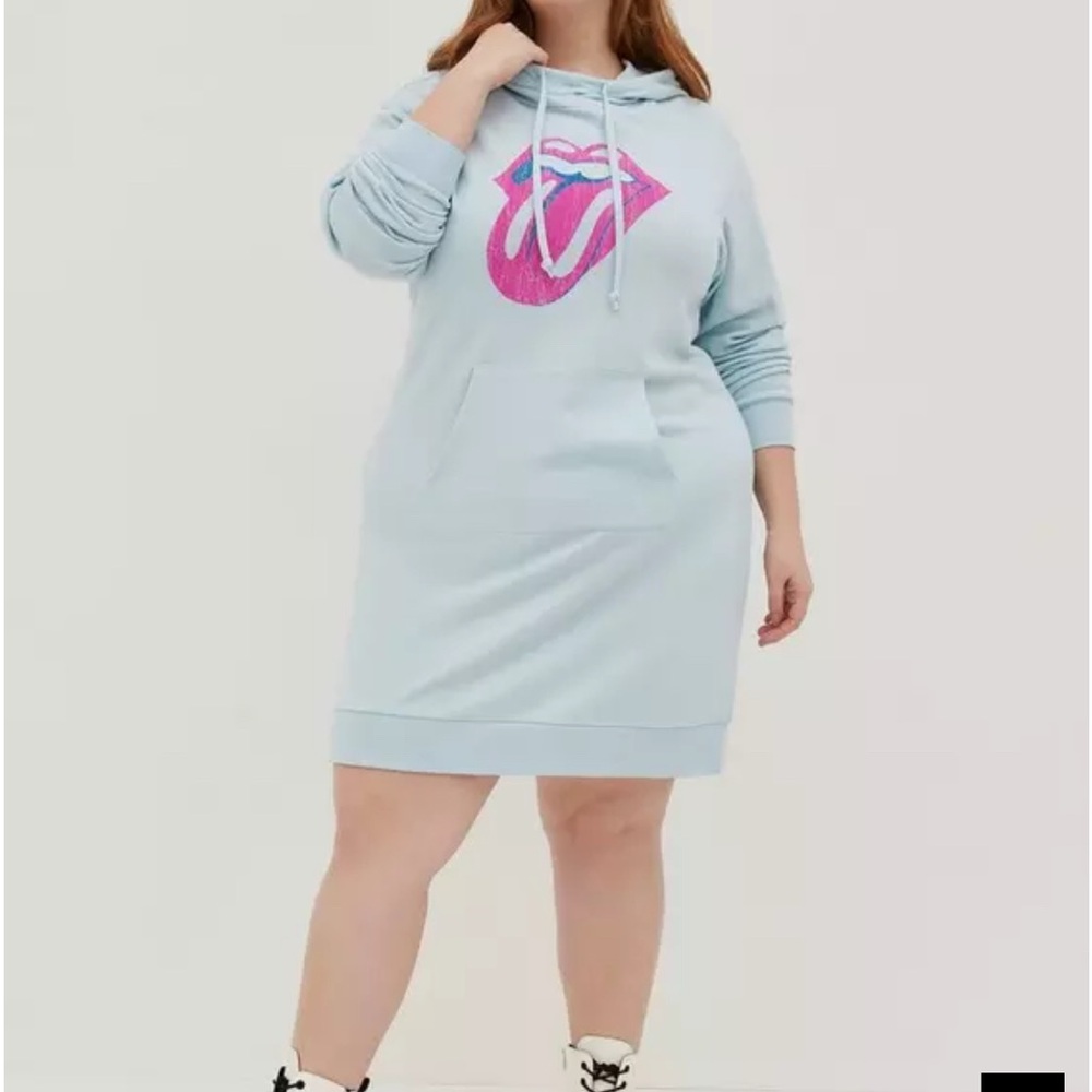 Torrid Hoodie Dress - Lightweight French Terry Rolling Stones Light Blue